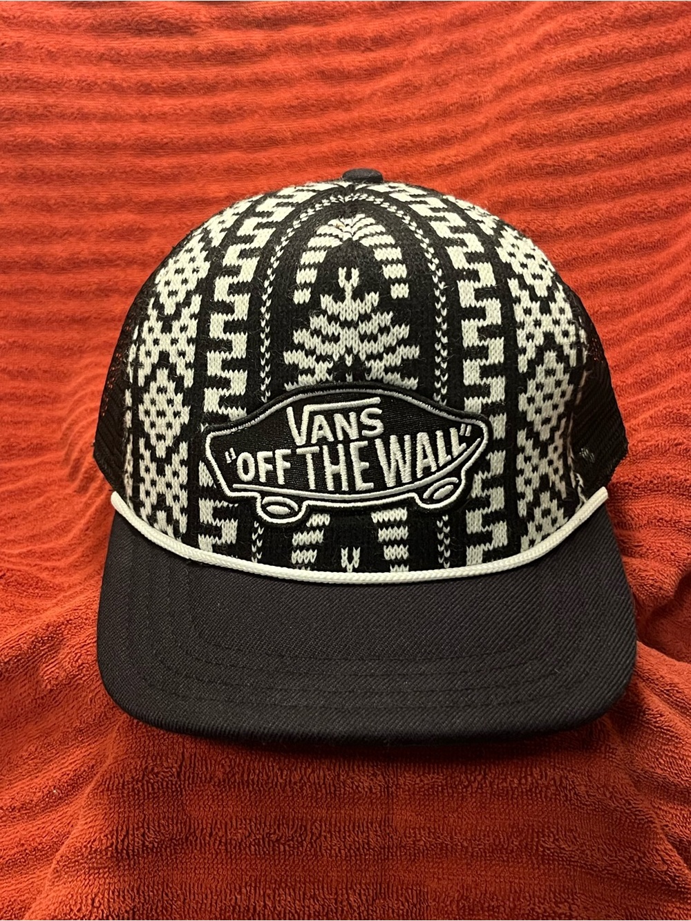 Vans Black & White Patterned 'Off The Wall' Trucker Cap